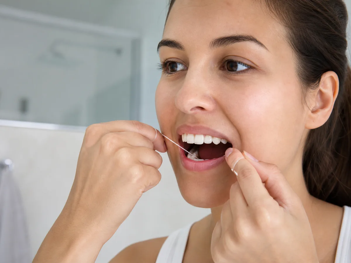 Calendar and floss picks marking a once-daily interdental cleaning habit