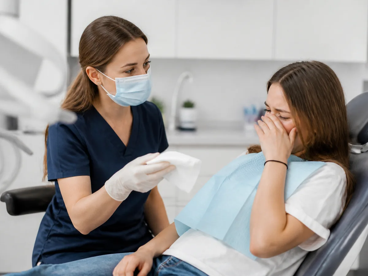 Box of tissues and a pause in treatment while a dental patient composes themselves