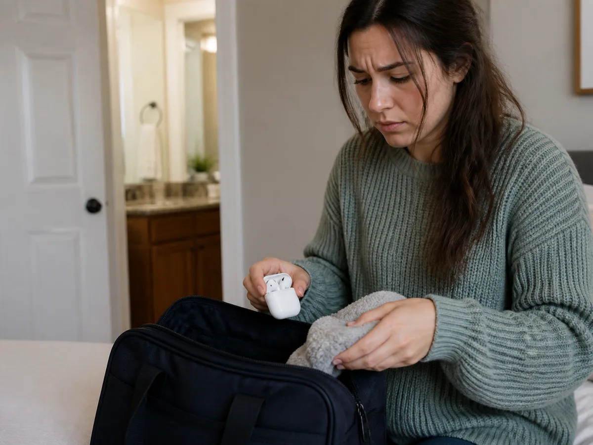 Flat lay of headphones, stress ball, medicine list, and questions for a nervous dental visit