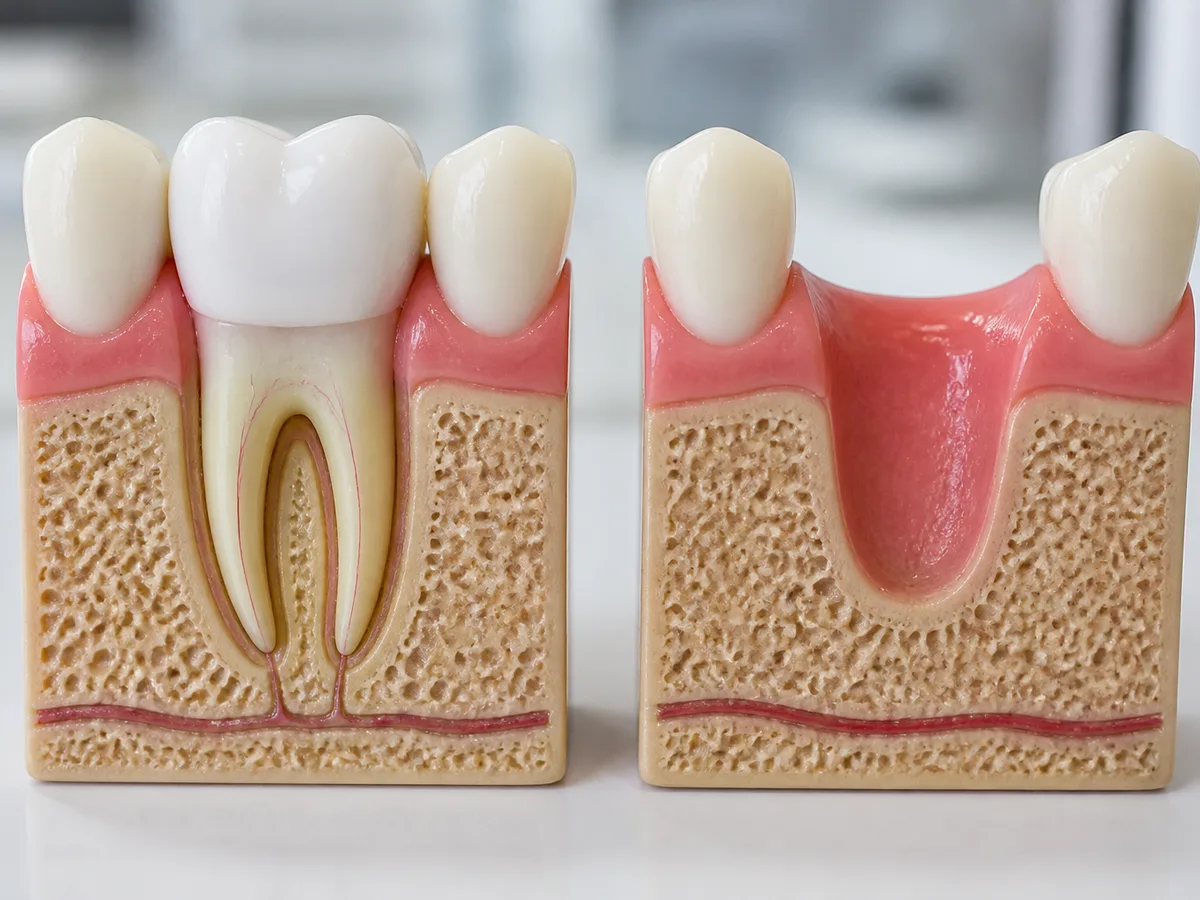 Dentist compares X-ray options for saving or removing a tooth