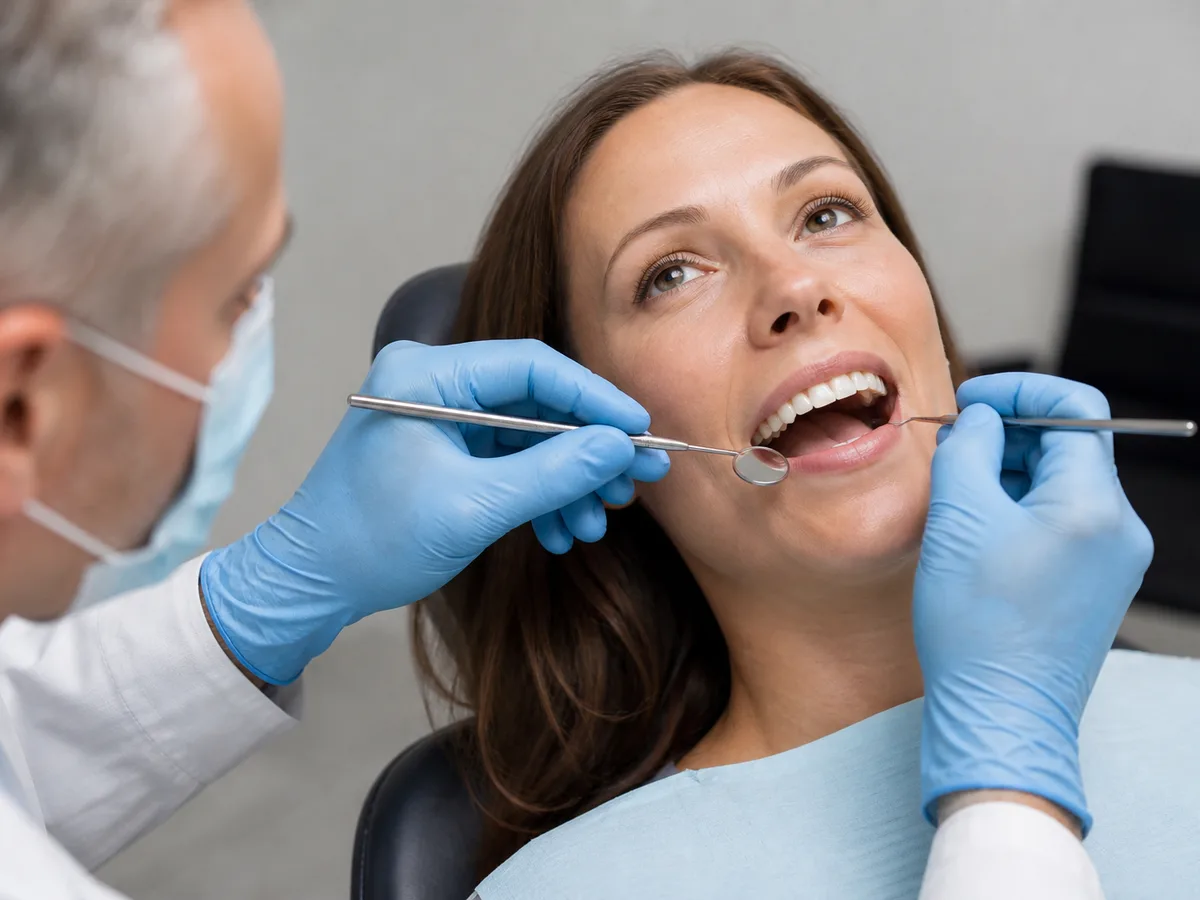 Patient discussing oral appliance candidacy with a dentist using sleep-study results