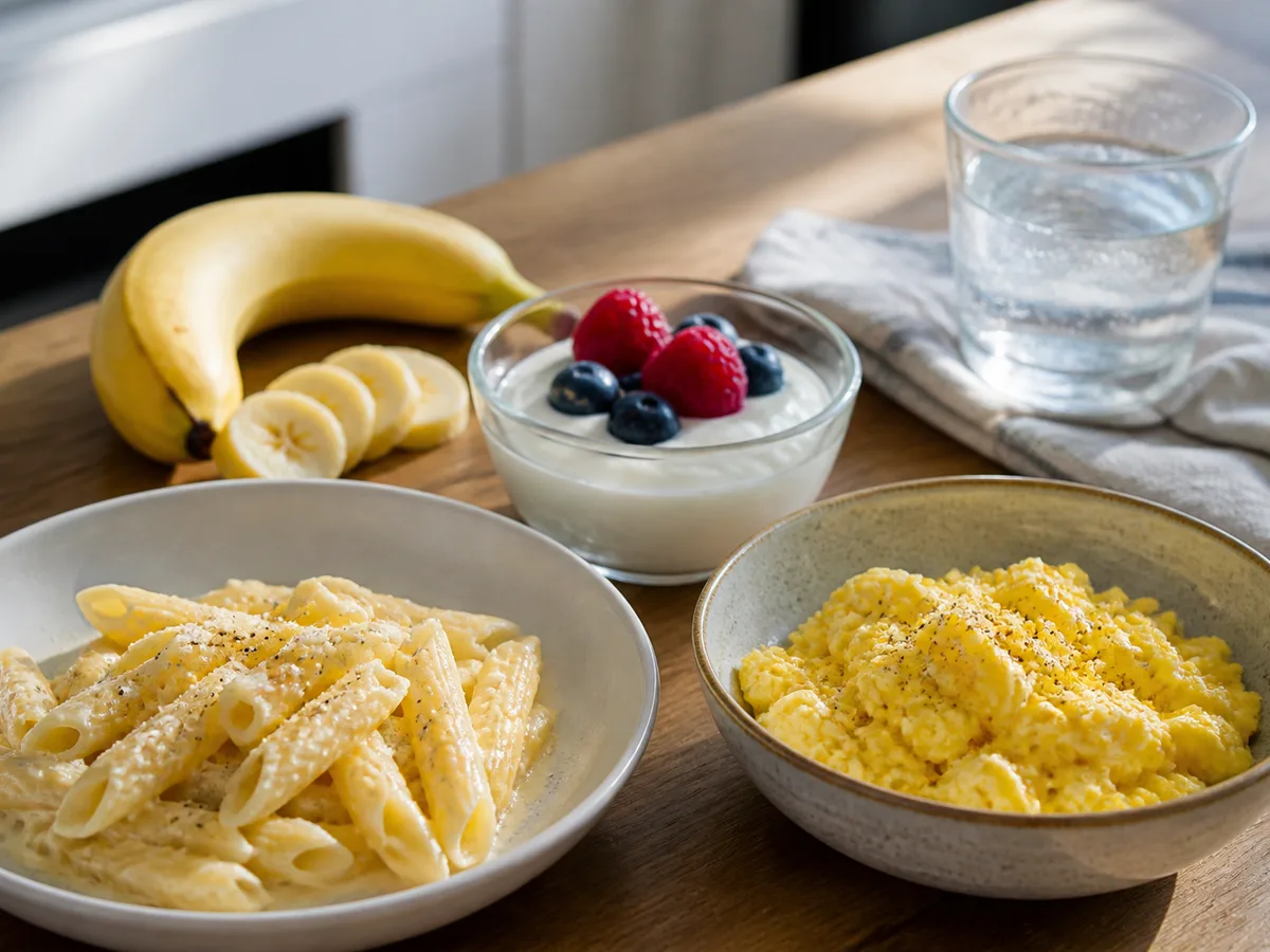 Cut fruit and soft lunch foods arranged for a patient with braces