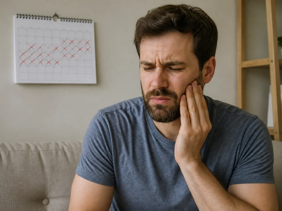 Dental X-ray and calendar used to discuss delaying root canal treatment