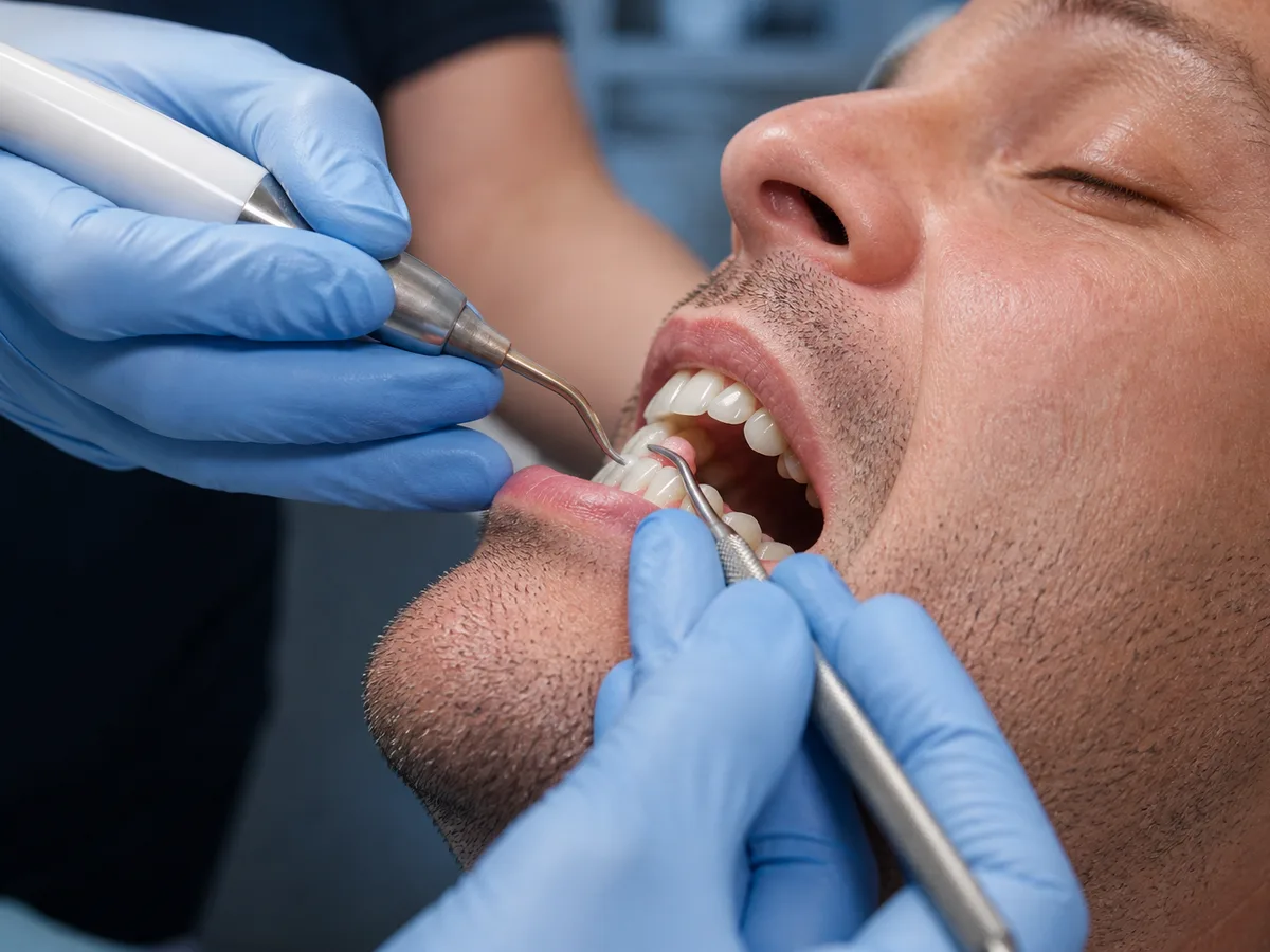 Periodontal probe and ultrasonic scaler prepared for deep cleaning