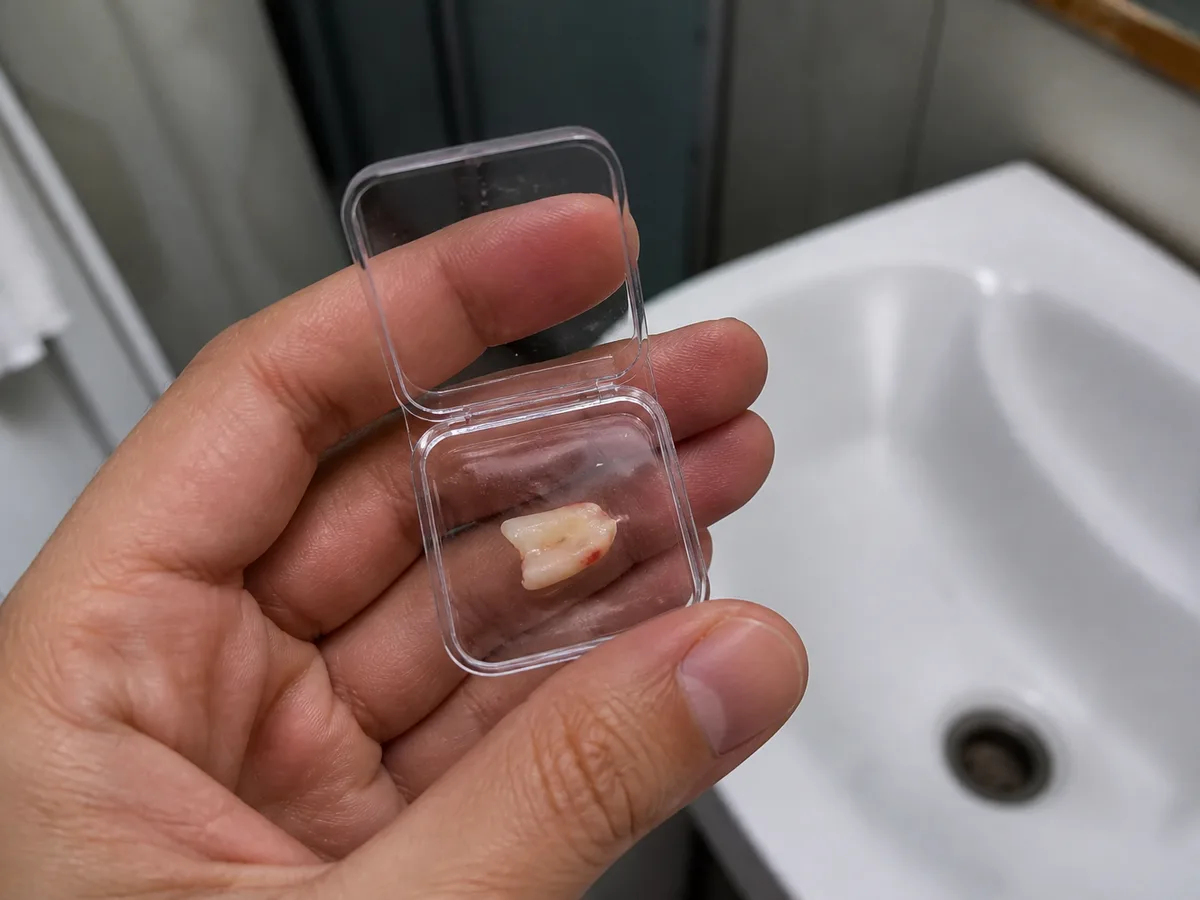Dental wax placed over a sharp broken tooth edge on a model