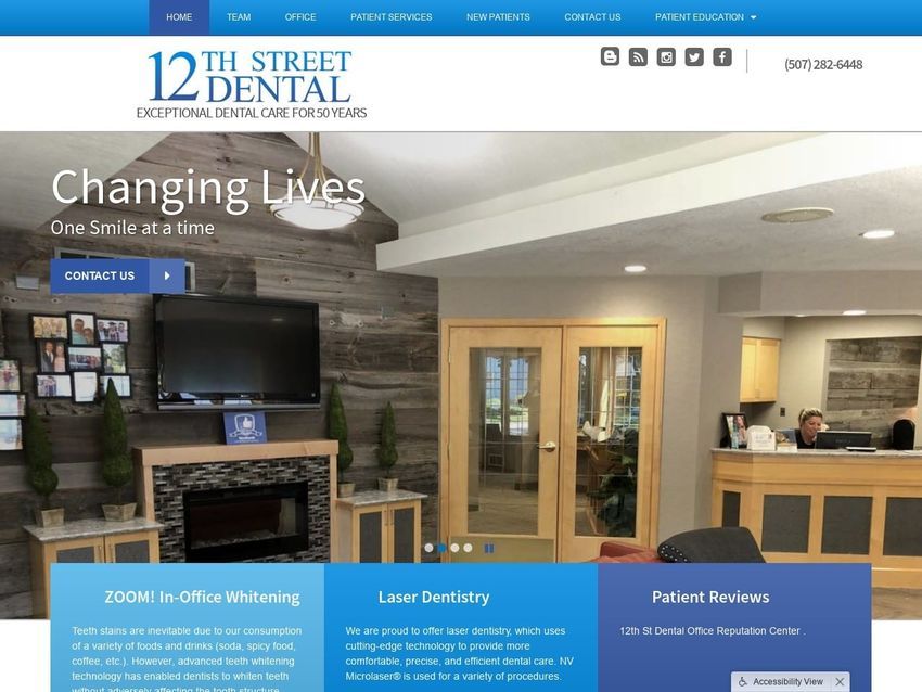 12th Street Dental Office Website Screenshot from 12thstreetdental.com
