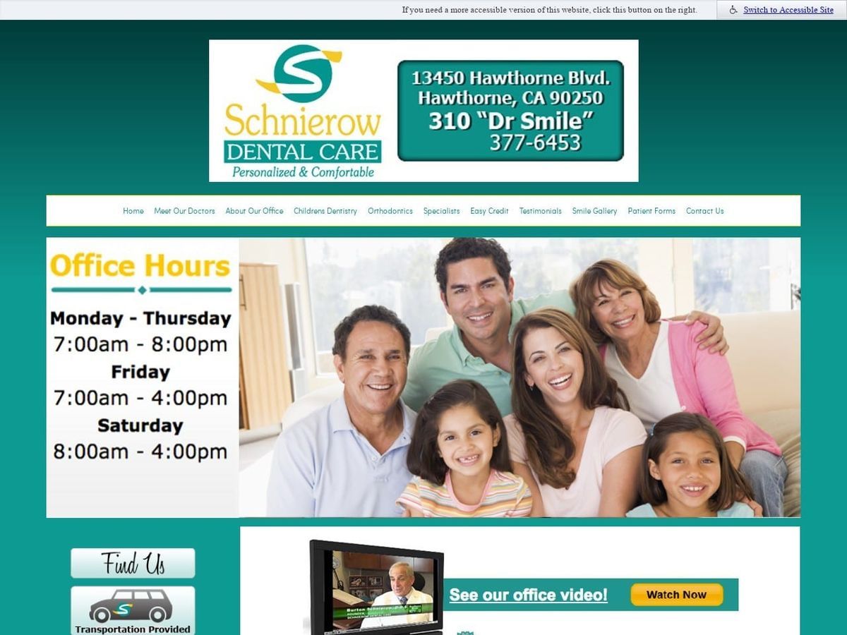 Hawthorne Schnierow Dentist Website Screenshot from 310drsmile.com