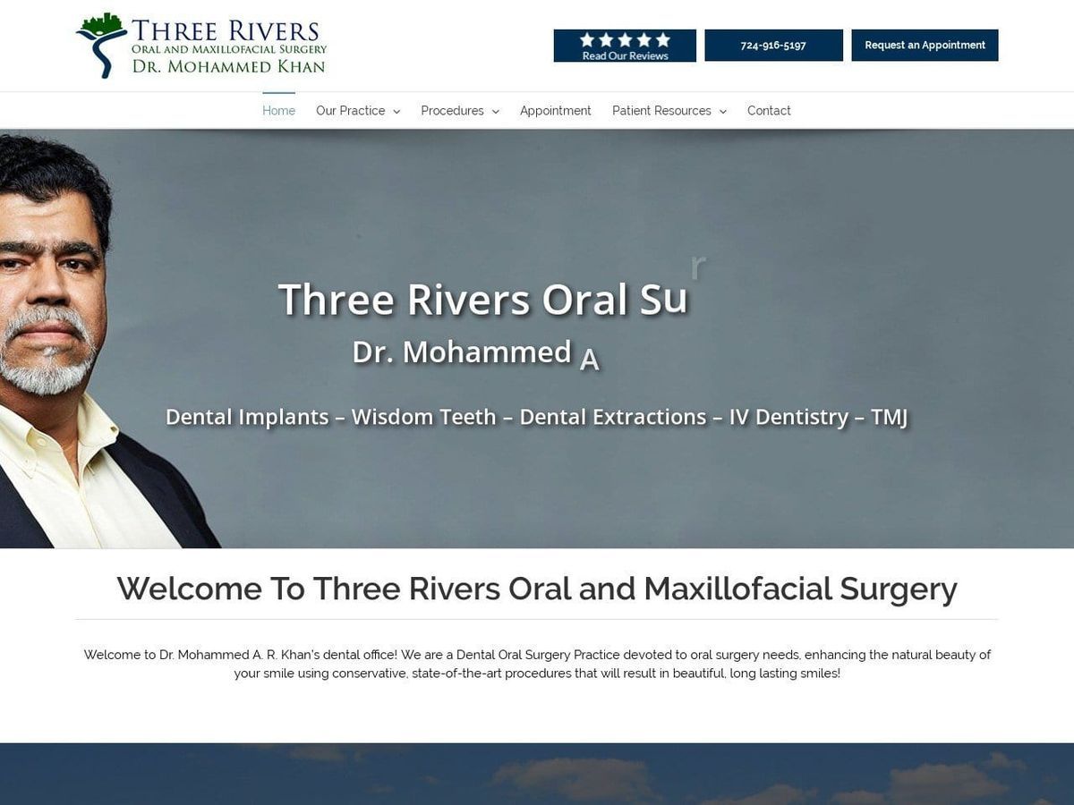 Three Rivers Oral and Maxillofacial Surgery Website Screenshot from 3riversoralsurgery.com
