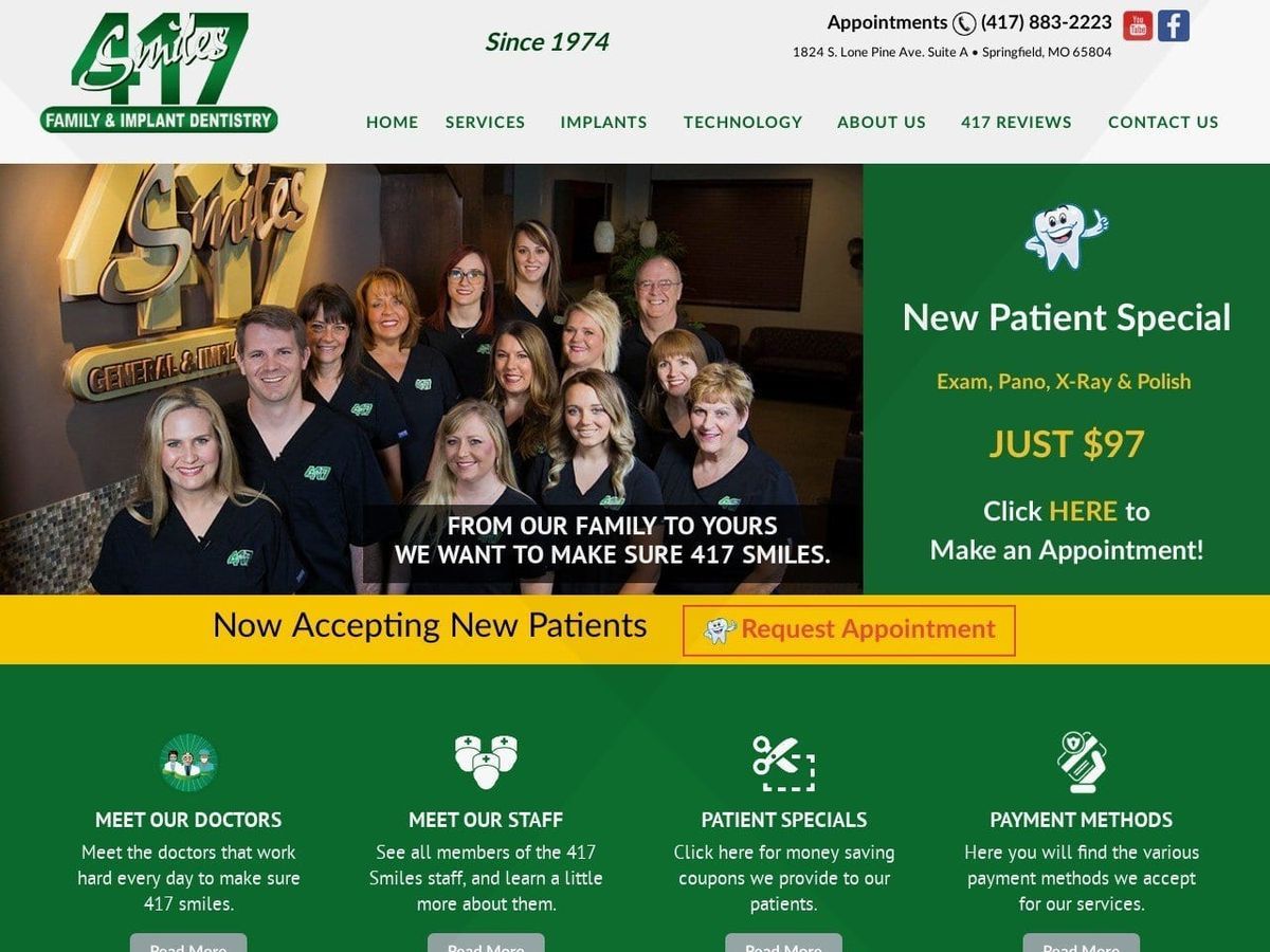 Young Dentistry Website Screenshot from 417smiles.com