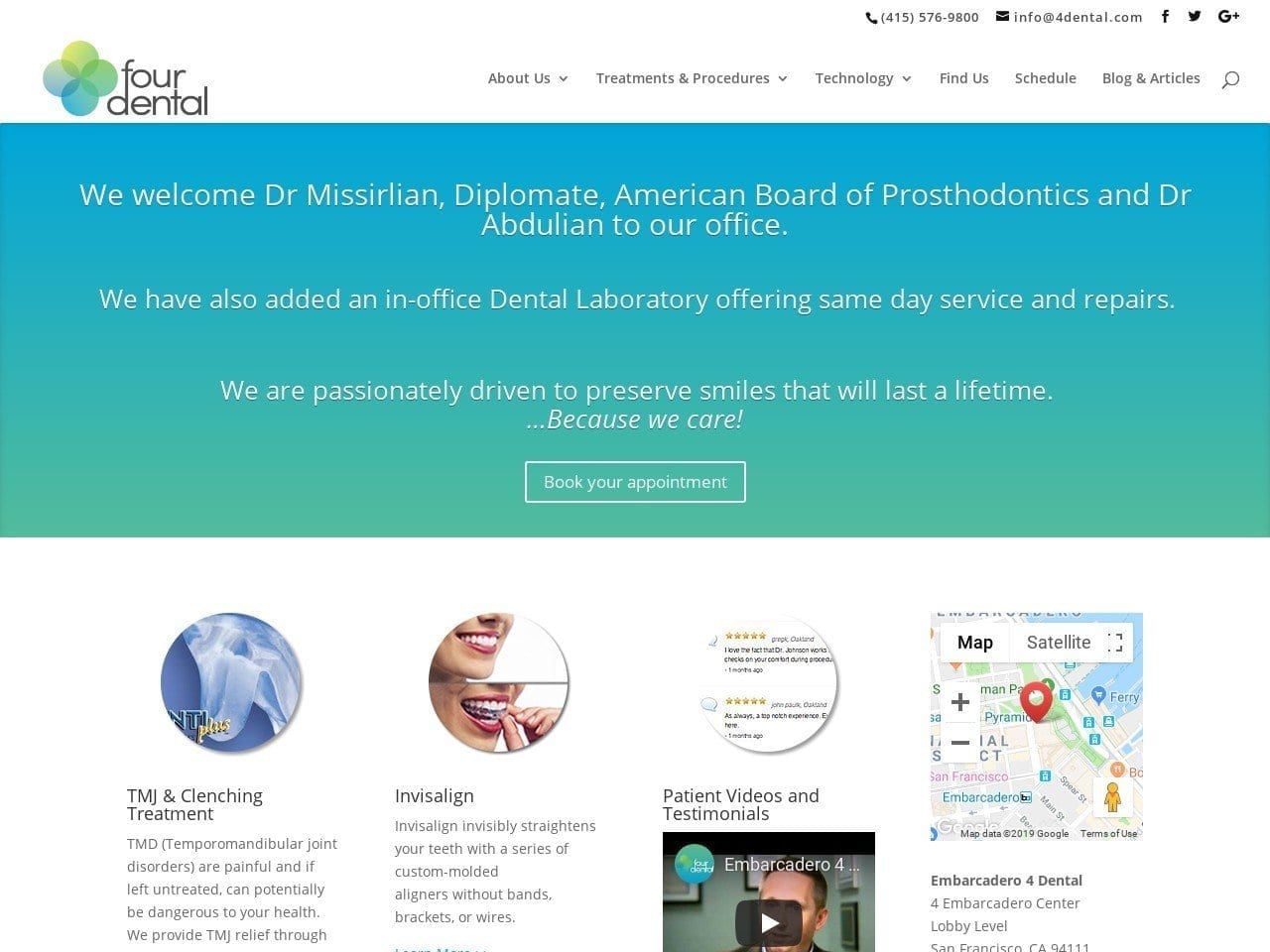Embarcadero 4 Dental Dentistry with a Womans Touch Website Screenshot from 4dental.com