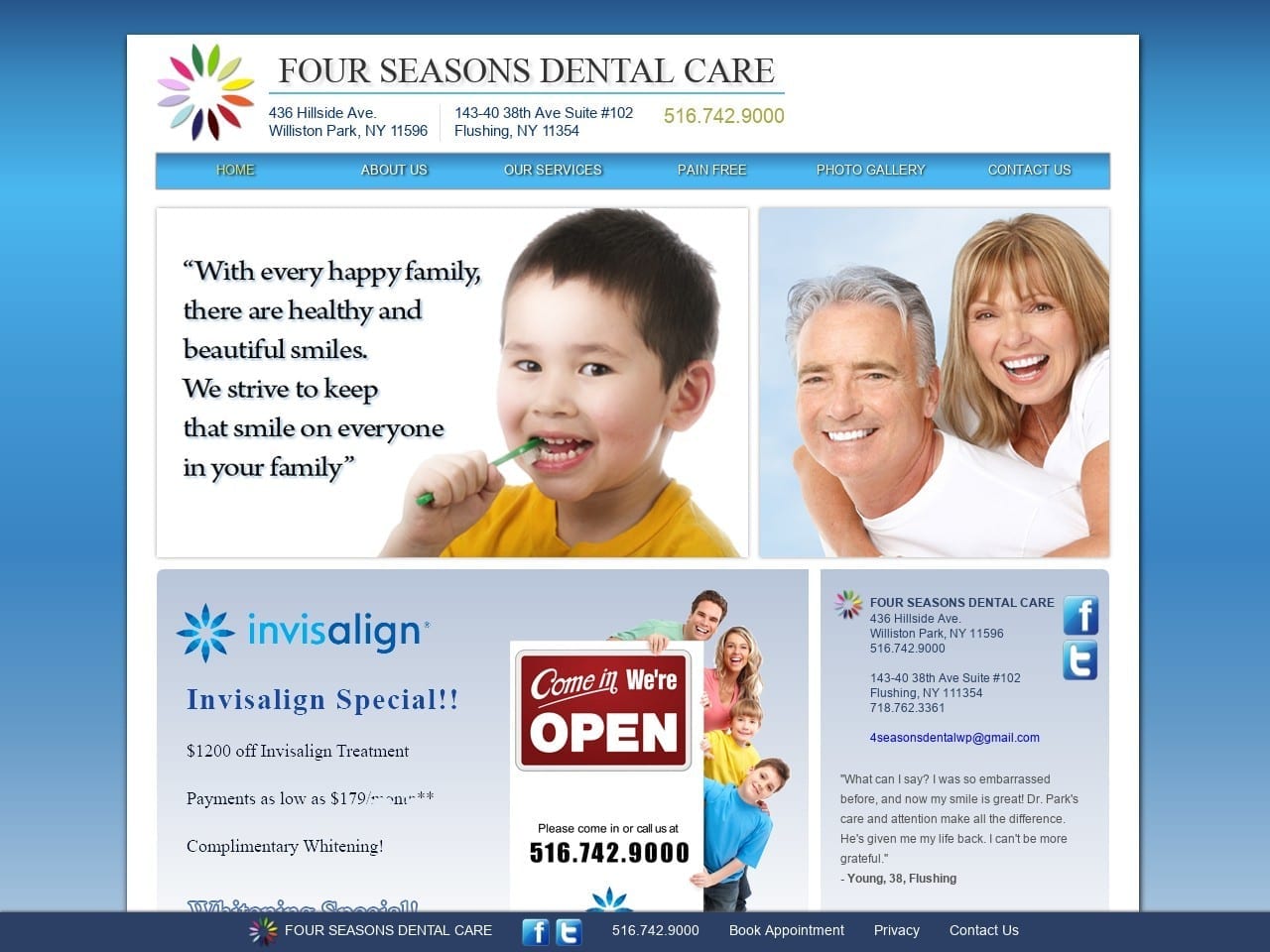 Four Seasons Dental Care PLLC Website Screenshot from 4seasonsdental.com