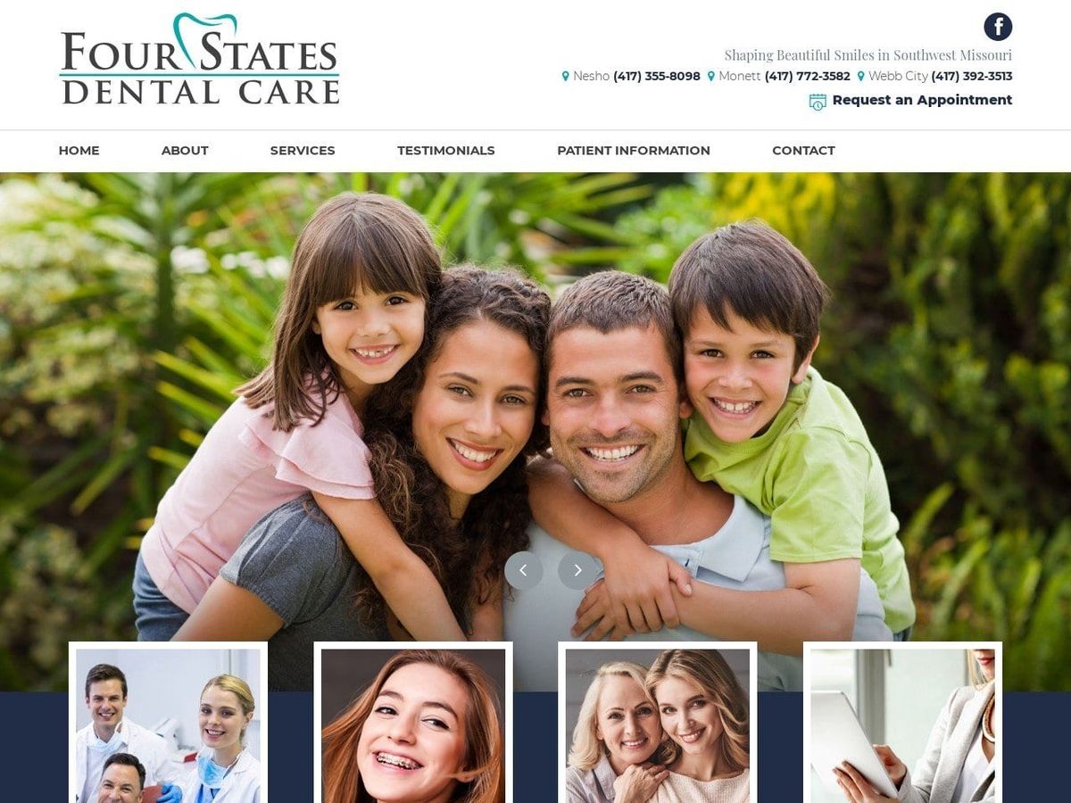 Four States Dental Care Website Screenshot from 4statesdentalcare.com