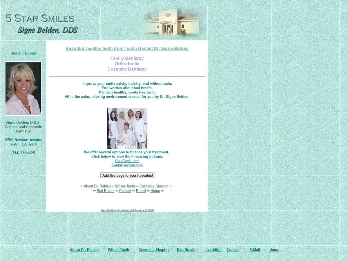 Belden Signe M DDS Website Screenshot from 5starsmile.com