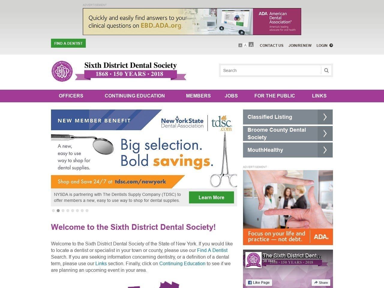 Sixth District Dental Society Website Screenshot from 6dds.org