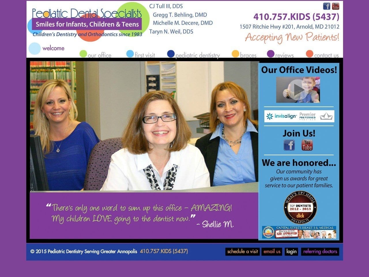 Pediatric Dentist Website Screenshot from 757kids.com