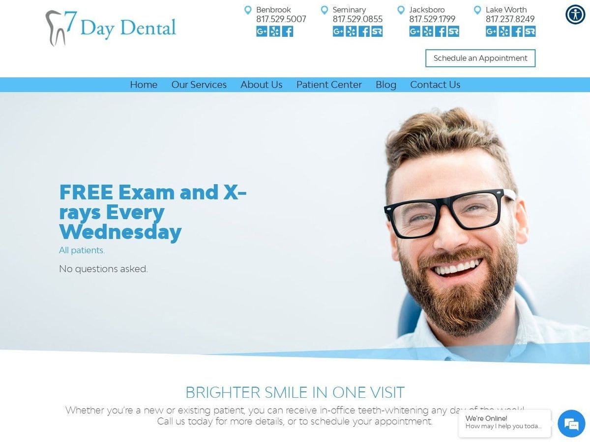 Seven Day Dental Website Screenshot from 7daydentalcenter.com