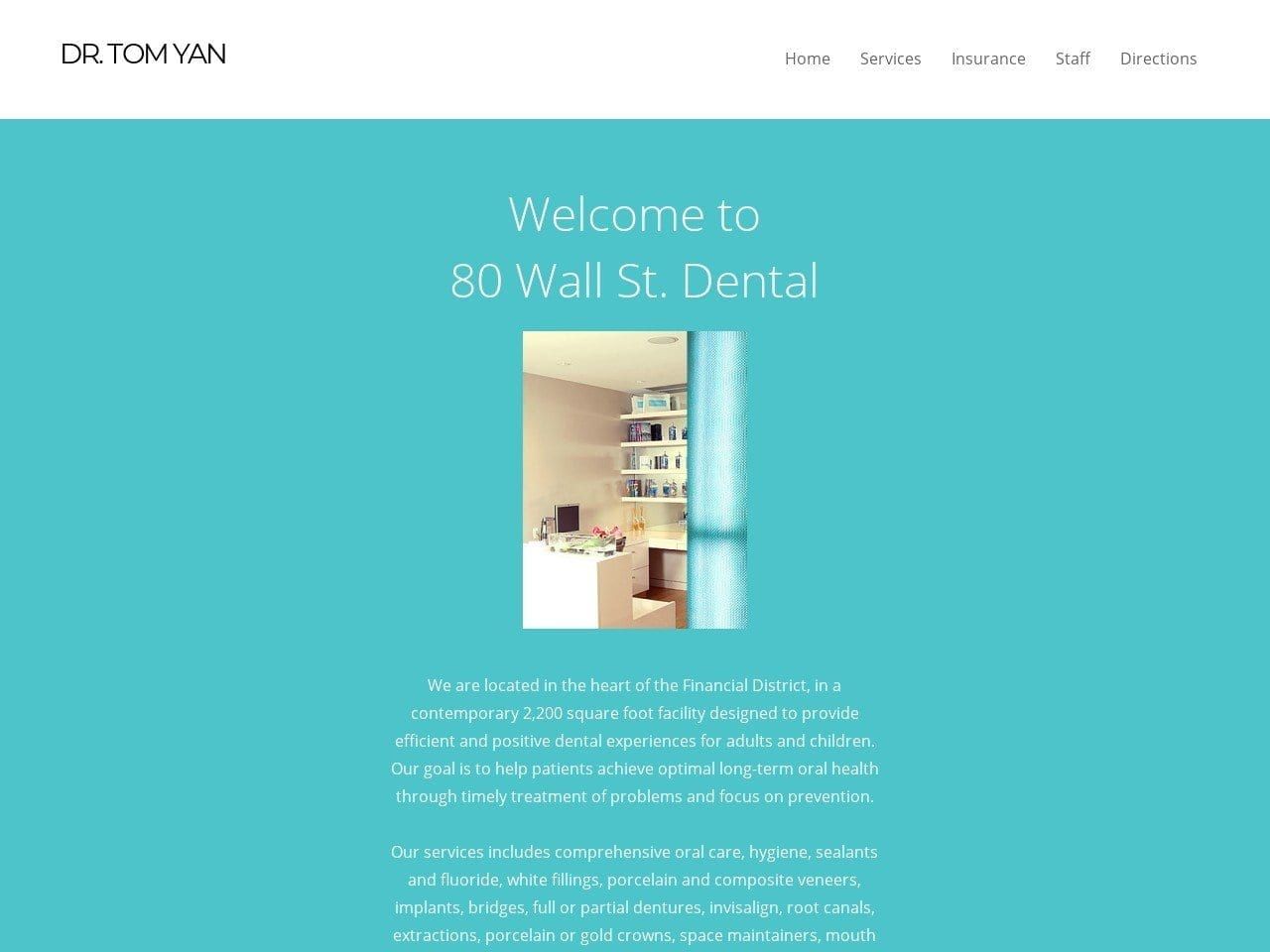 80 Wall St. Dental Website Screenshot from 80walldental.com