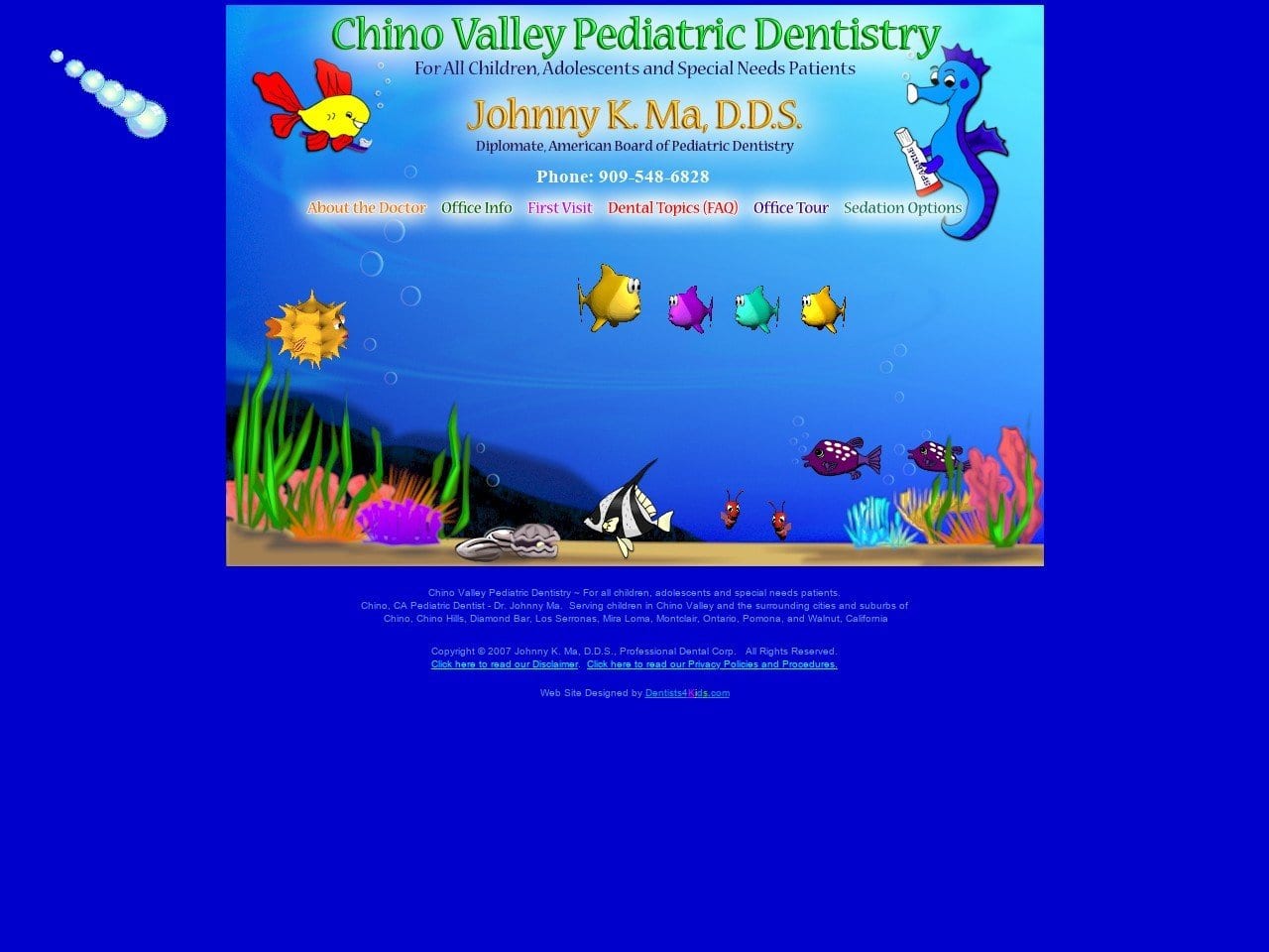 Chino Valley Pediatric Dentist Website Screenshot from 909kids.com