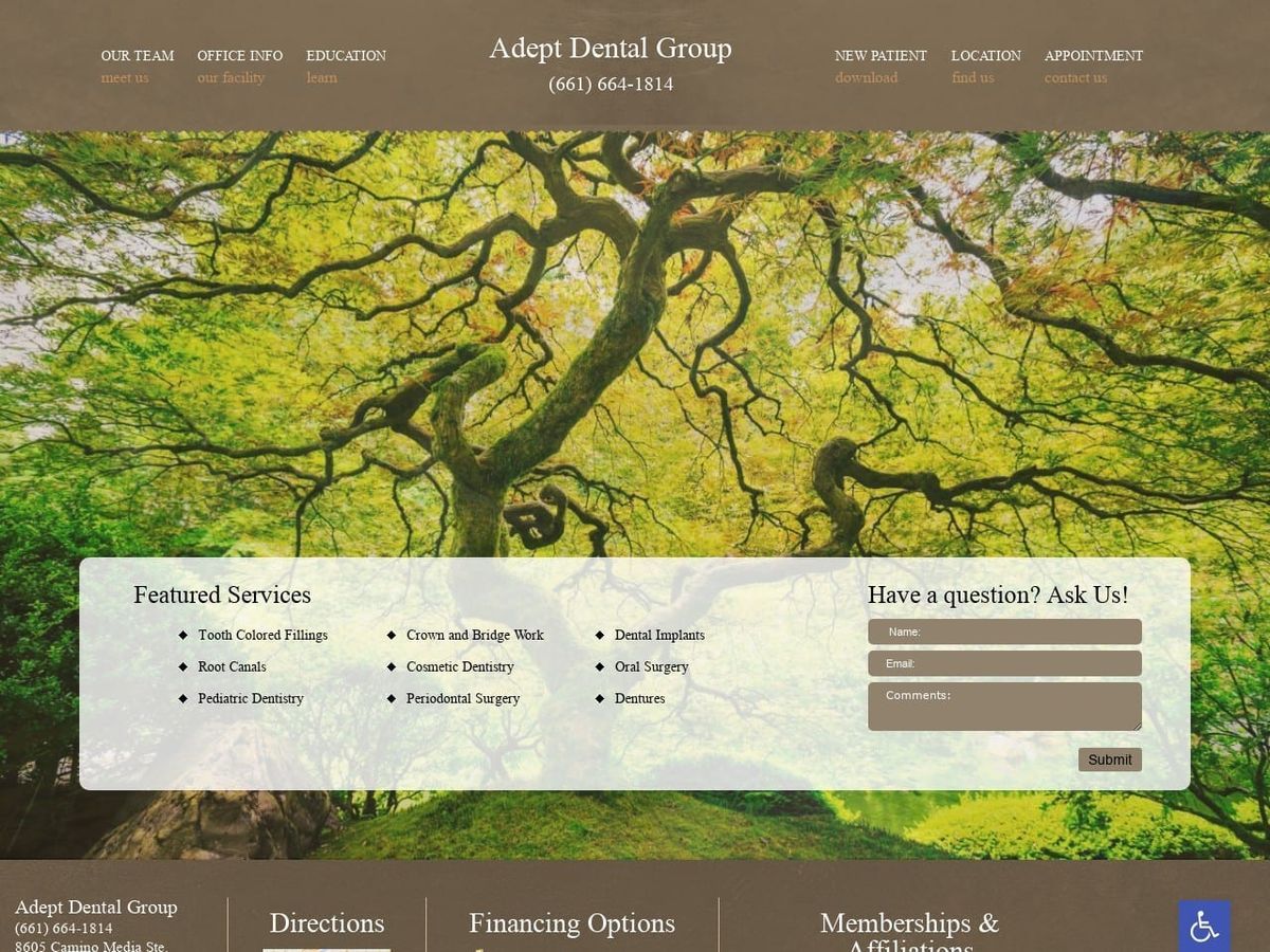 Adept Dental  Group Website Screenshot from ADEPTDENTALGROUP.COM