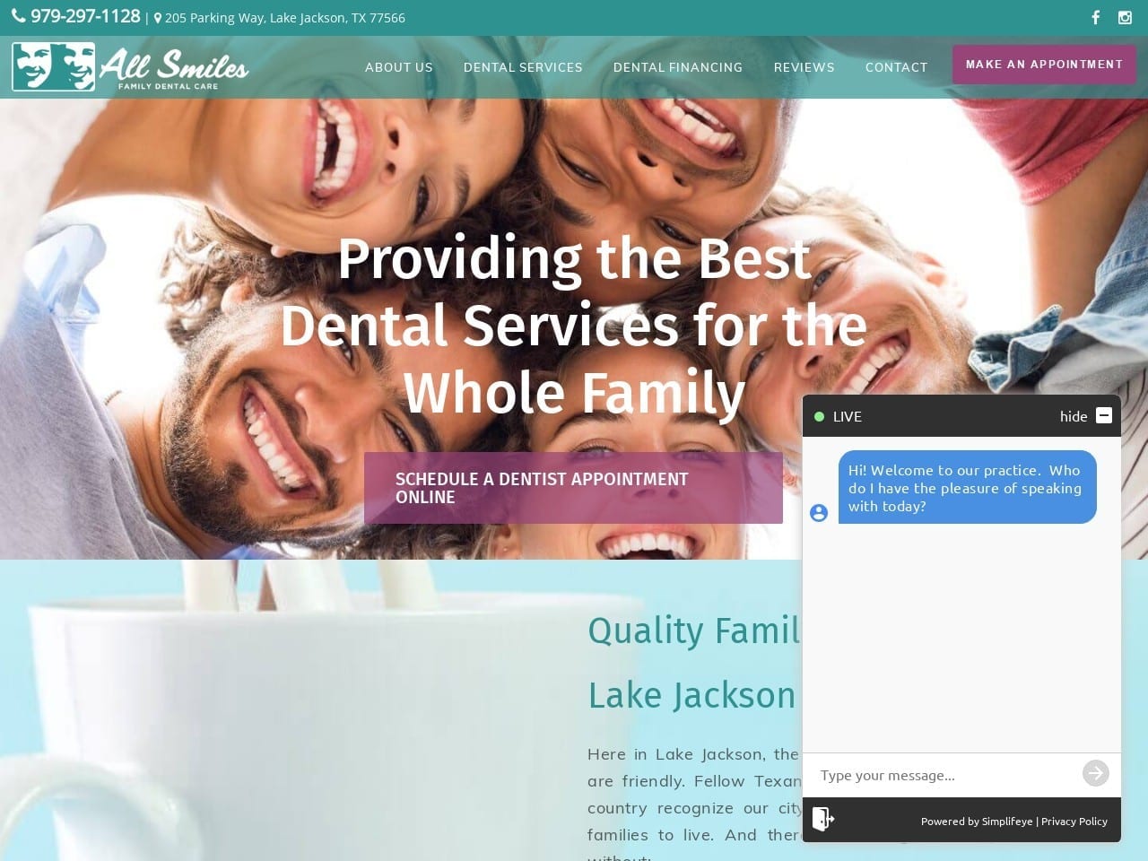 All Smiles Dentist Website Screenshot from AllsmilesDentist.com