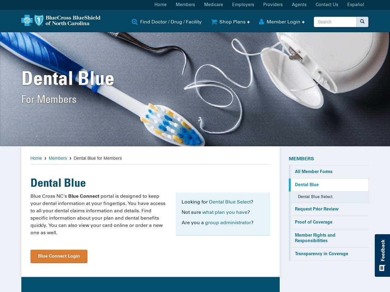 Bcbsnc Website Screenshot from BCBSNC-Dental.com