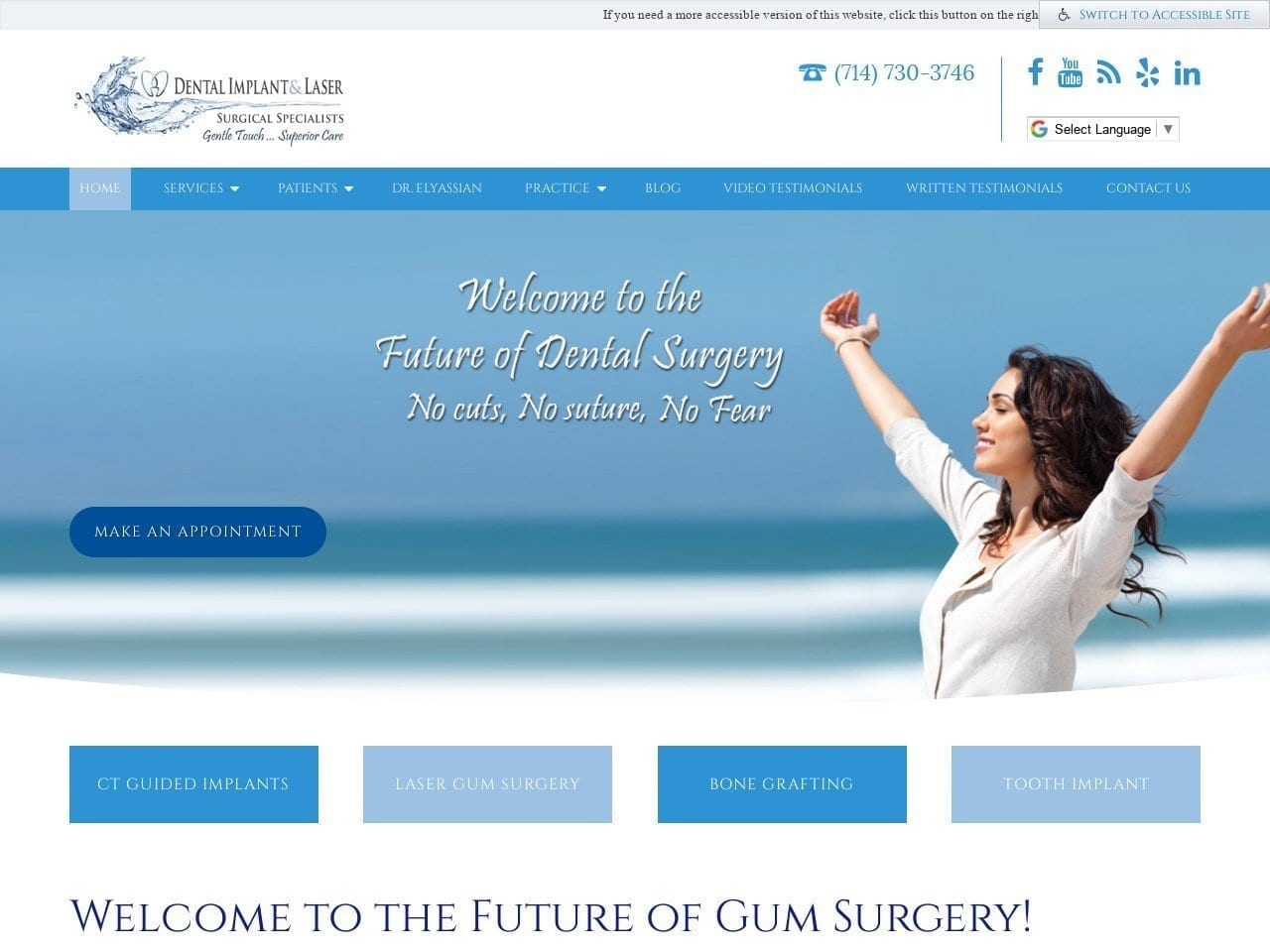 Dental Implants & Laser Surgical Specialists Website Screenshot from DrElyassian.com