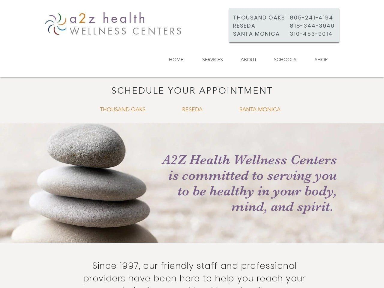 a2zHealth Wellness Centers Website Screenshot from a2zhealth.com