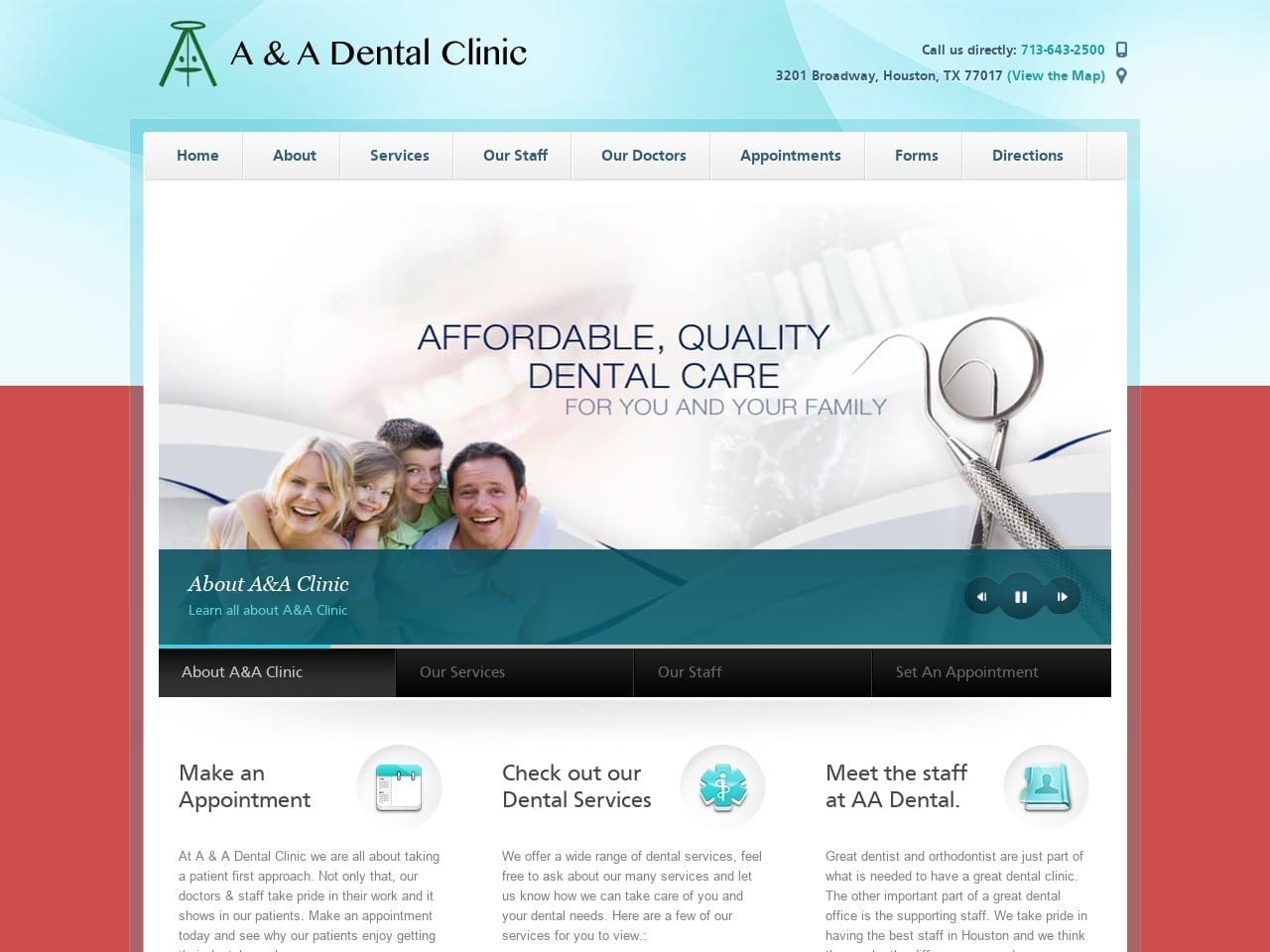 A Dentist Website Screenshot from aadentalclinic.com