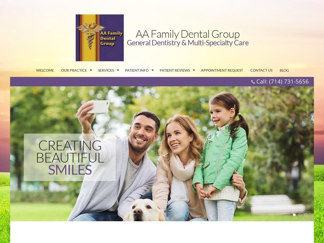 A A Family Dentist Website Screenshot from aafamilydentalgroup.com