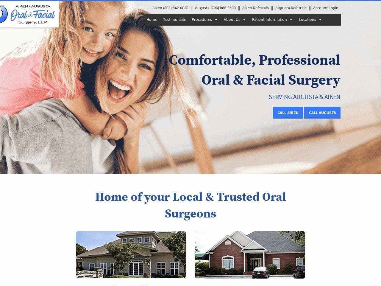 Aiken Augusta Oral Dentist Website Screenshot from aaoralfacial.com