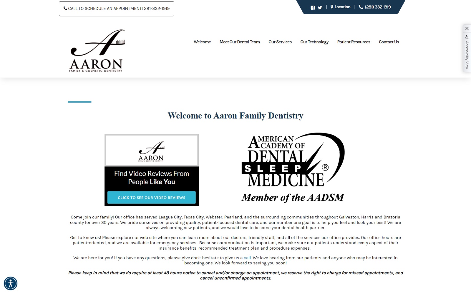 aaronfamilydentistry.com screenshot