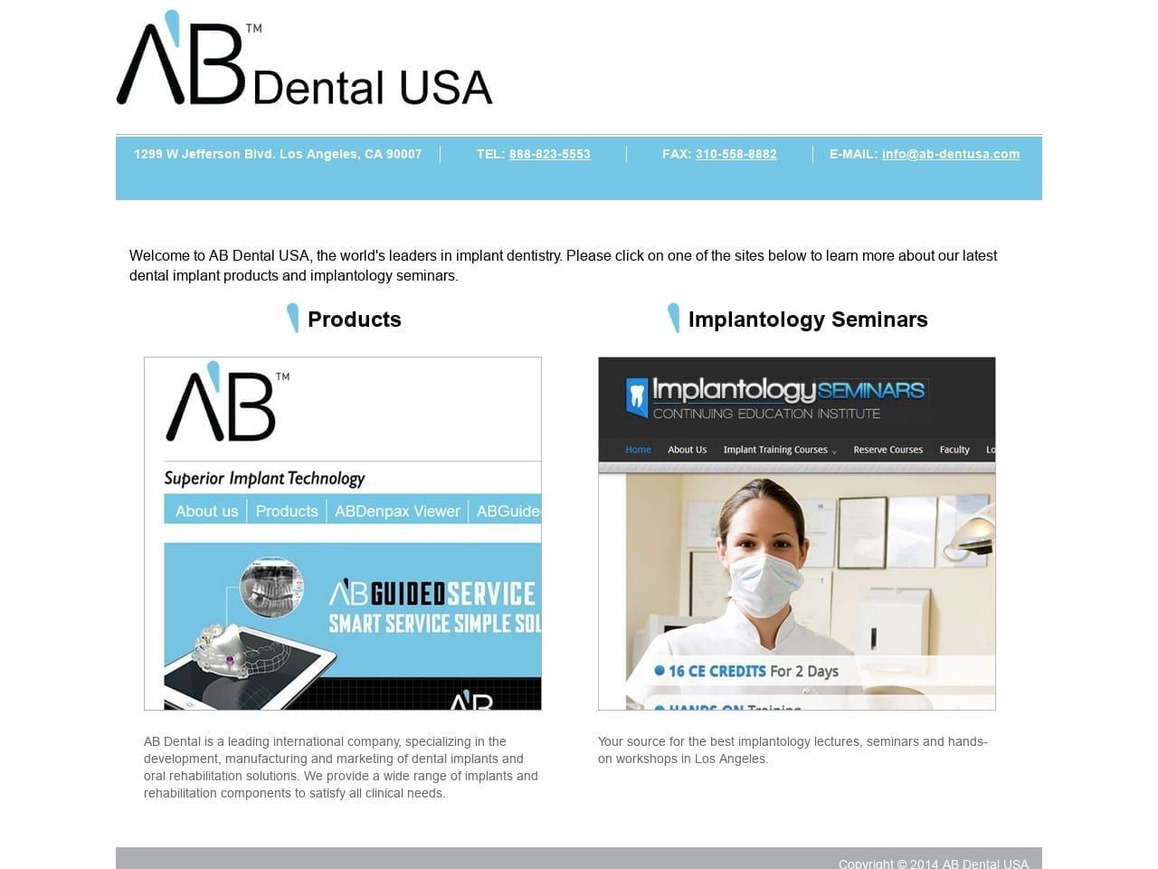 A B Dental USA Website Screenshot from ab-dentusa.com