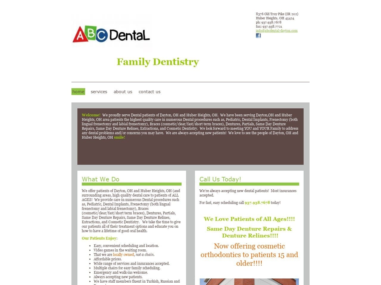 ABC Dental Website Screenshot from abcdental-dayton.com