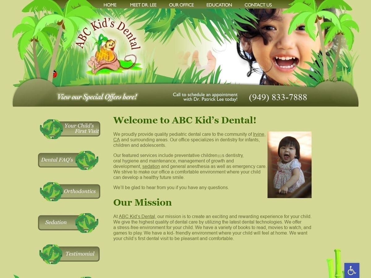 ABC Kids Dental Website Screenshot from abckidsdental.net