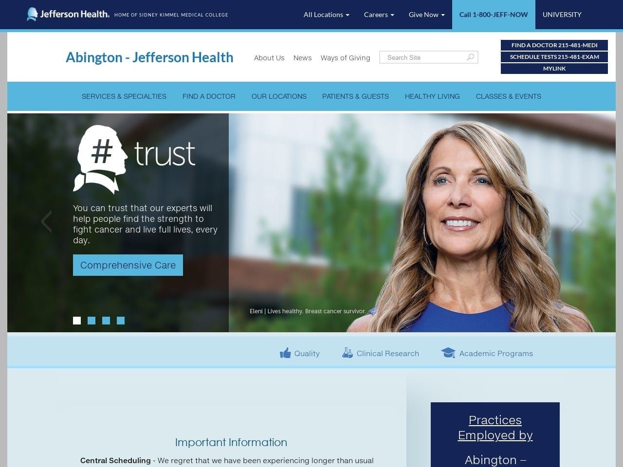 Abington Emergency Physicians Website Screenshot from abingtonhealth.org