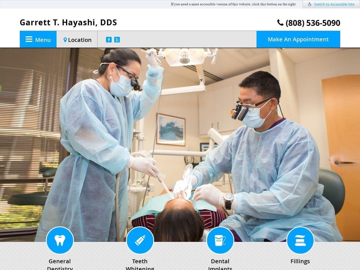 Garrett T. Hayashi DDS Website Screenshot from abishopstreetdental.com