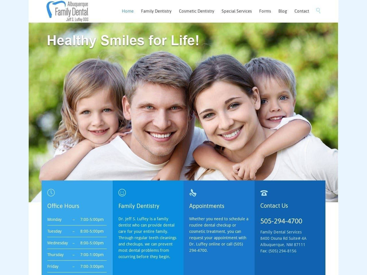 Albuquerque Family Dental Website Screenshot from abqfamilydental.com