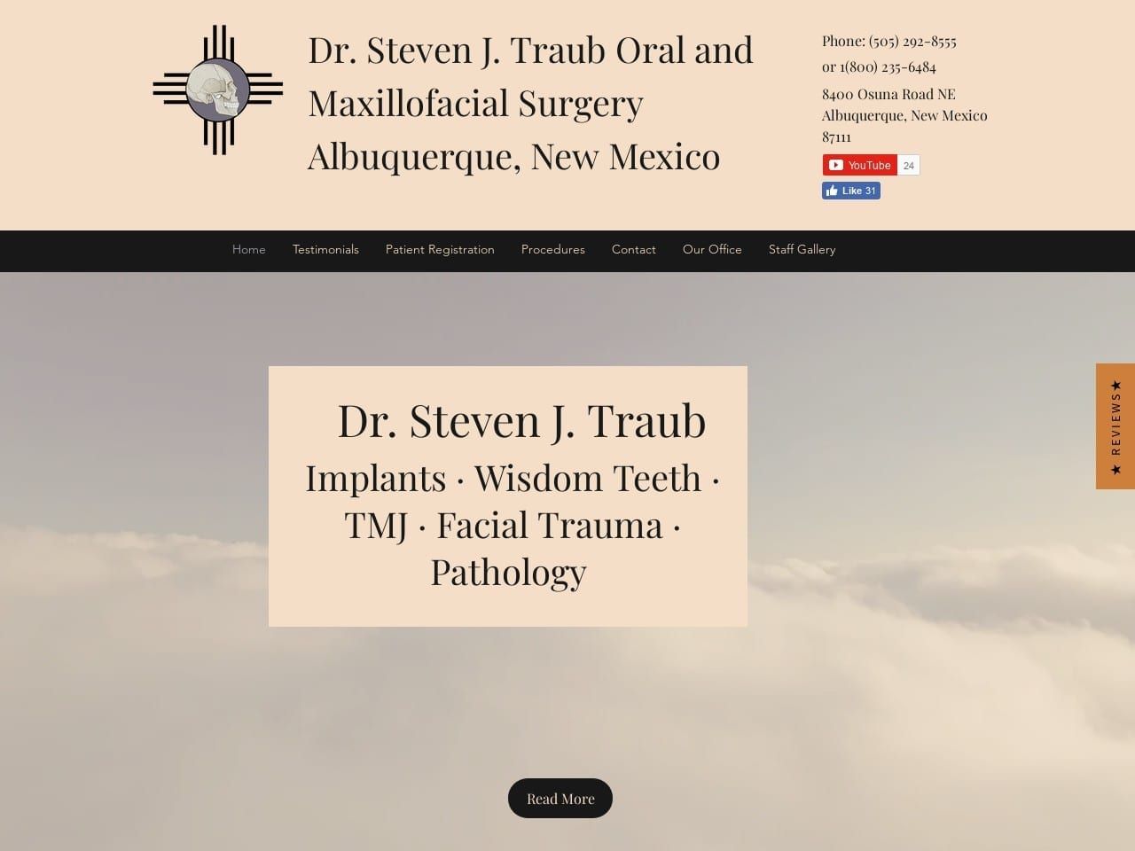 Albuquerque Dental Implant Center Website Screenshot from abqoms.com