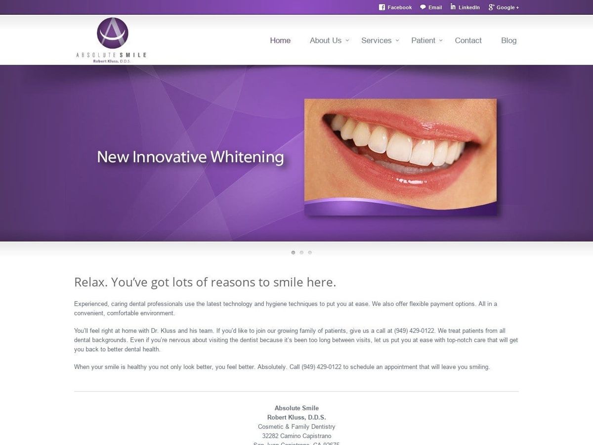 Absolute Smile INC Website Screenshot from absolutesmile.com