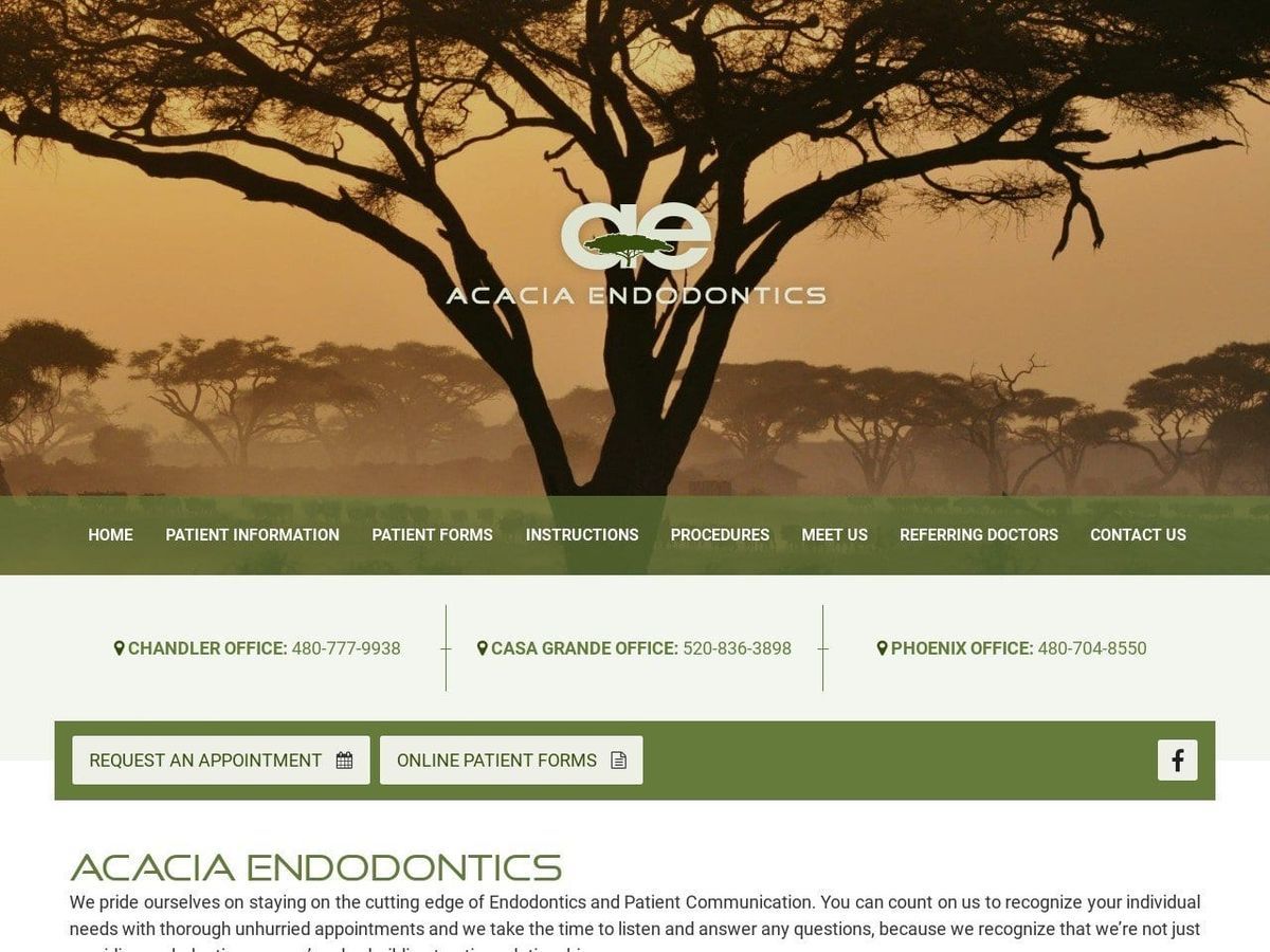 Acacia Endodontics Website Screenshot from acacia-endo.com