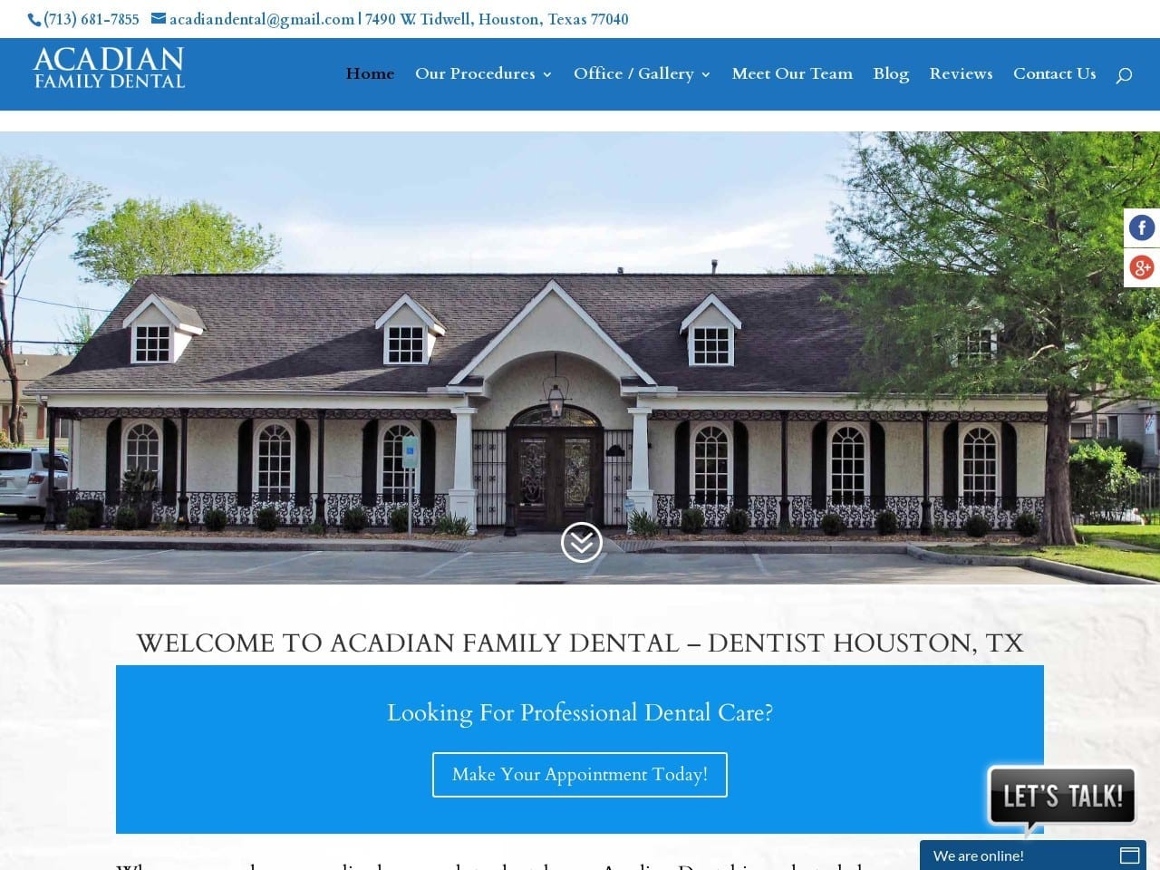 Acadian Dental Website Screenshot from acadiandental.com