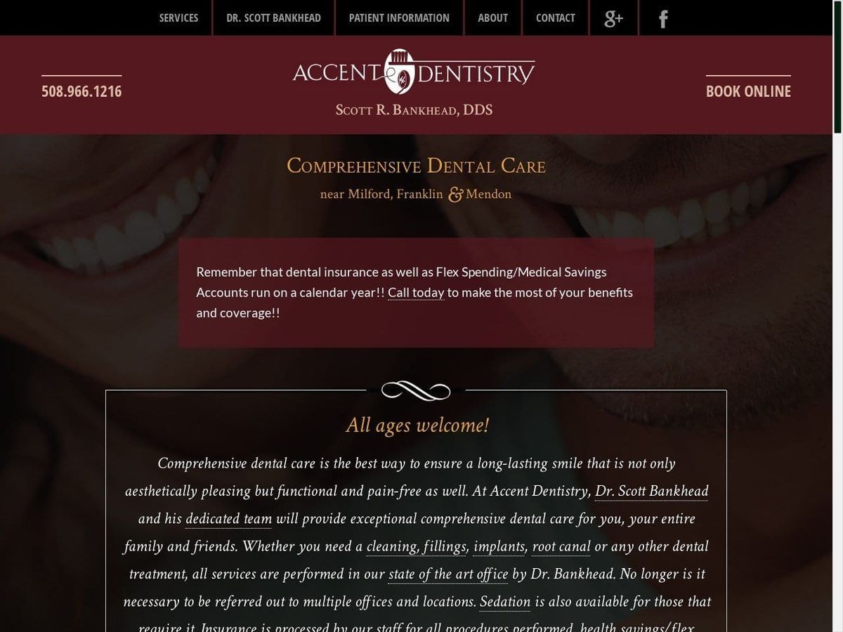 Accent Dentistry Scott R. Bankhead DDS Website Screenshot from accentdentistry.com