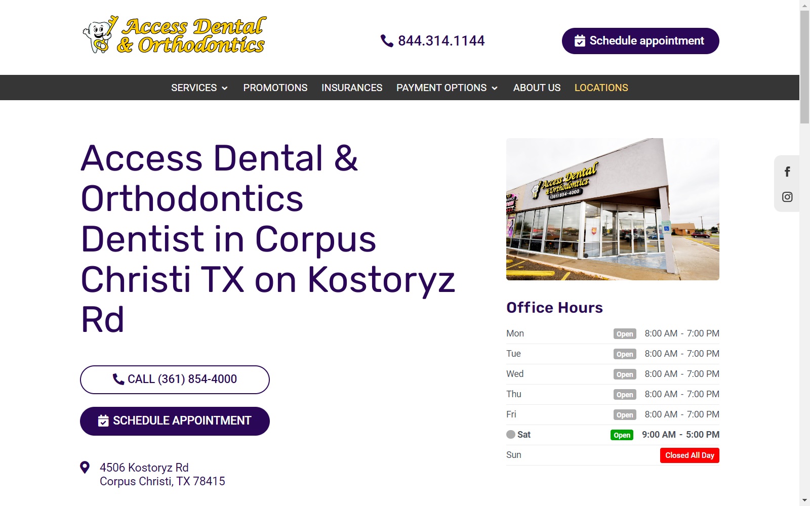 accessdentalclinics.com_locations_texas_corpus-christi-tx-on-kostoryz-rd screenshot