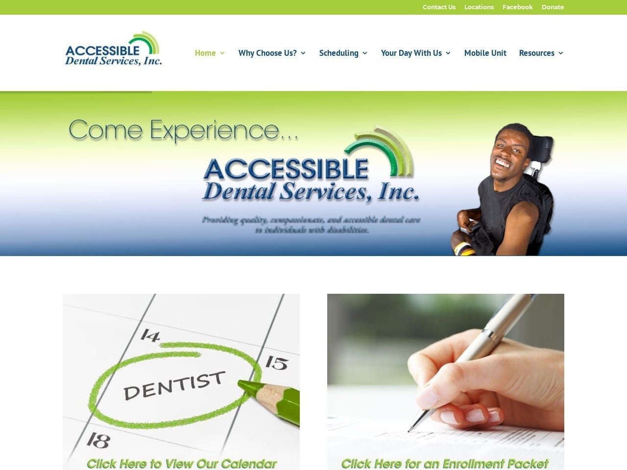 Accessible Dental Services Inc. Website Screenshot from accessibledental.org