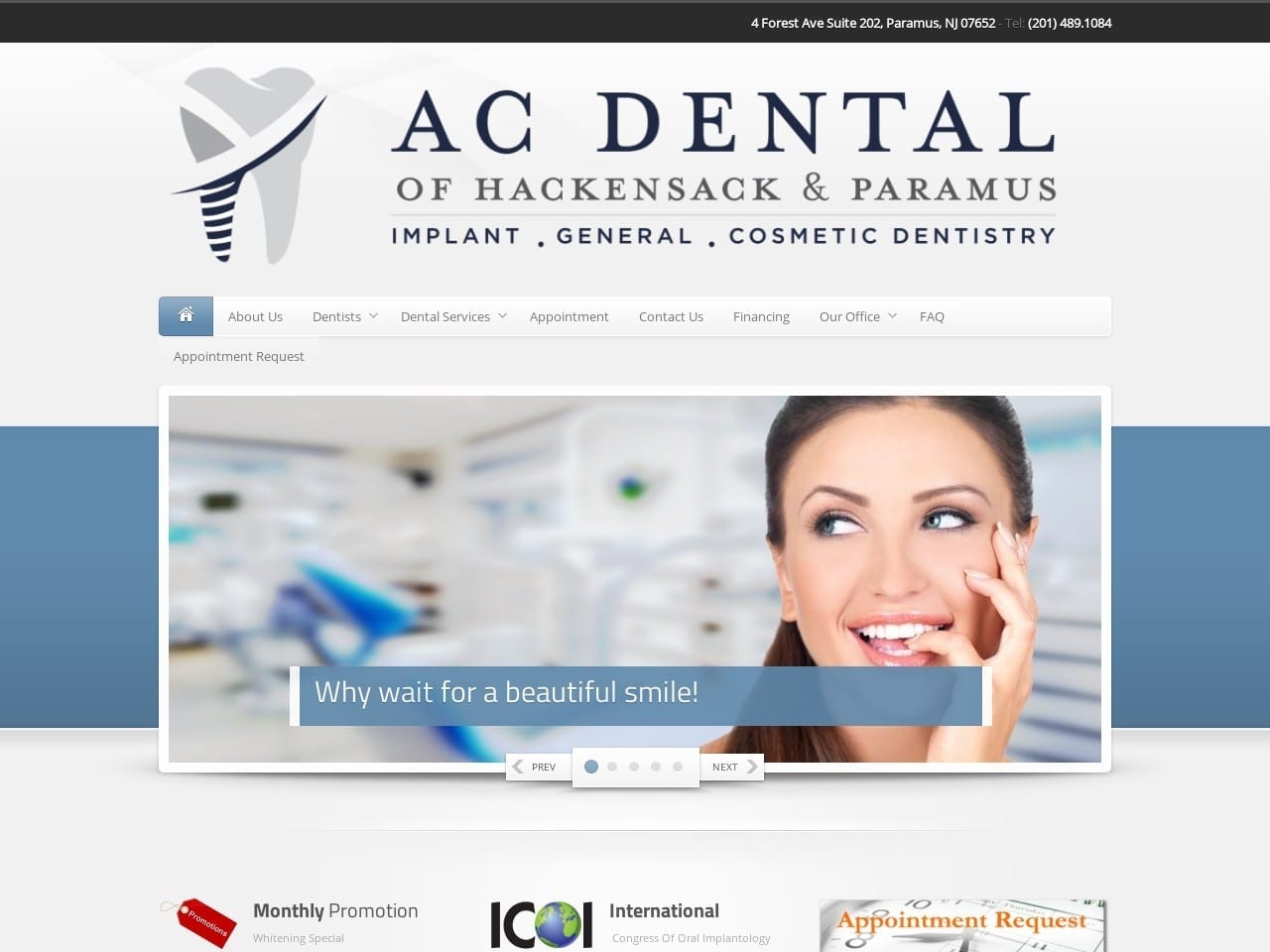 A C Dental of Hackensack Website Screenshot from acdentalnj.com