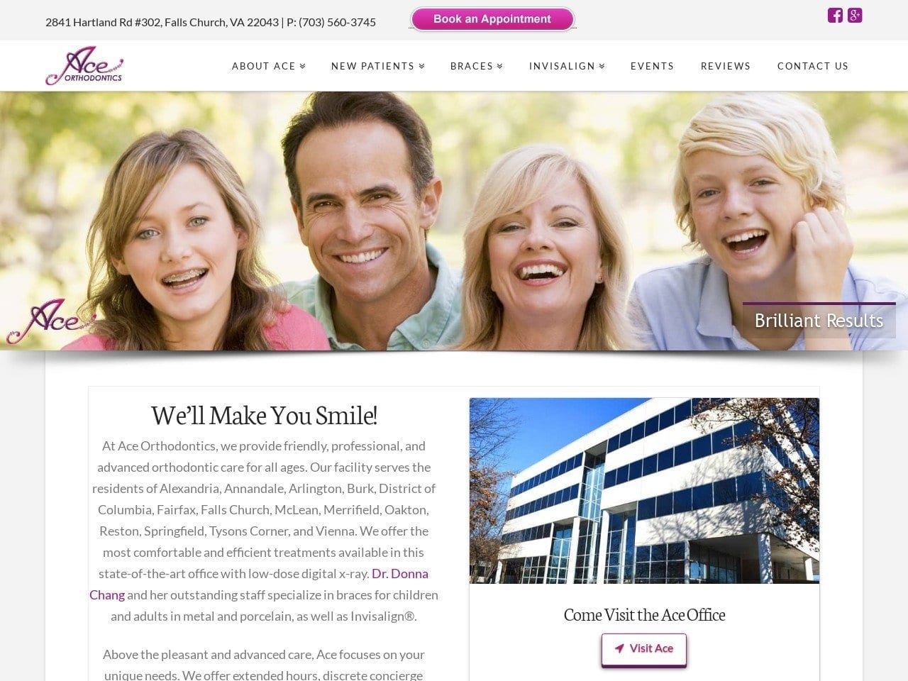 Ace Orthodontics PLLC Website Screenshot from ace-ortho.com