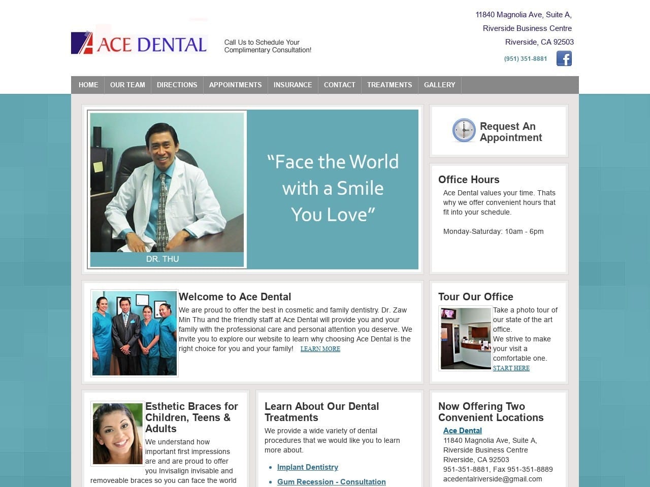 Ace Dental Website Screenshot from acedentalriverside.com