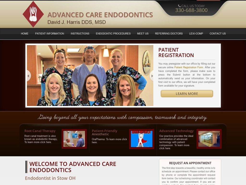 David J. Harris D.D.S. M.S.D Website Screenshot from acendodontics.com