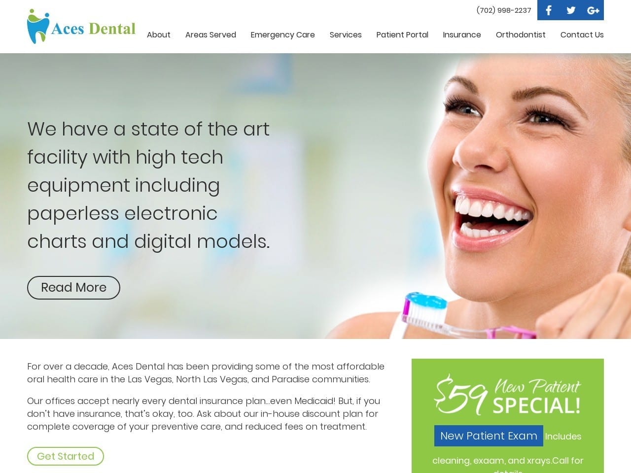 Aces Braces and Dental Website Screenshot from acesdental.com