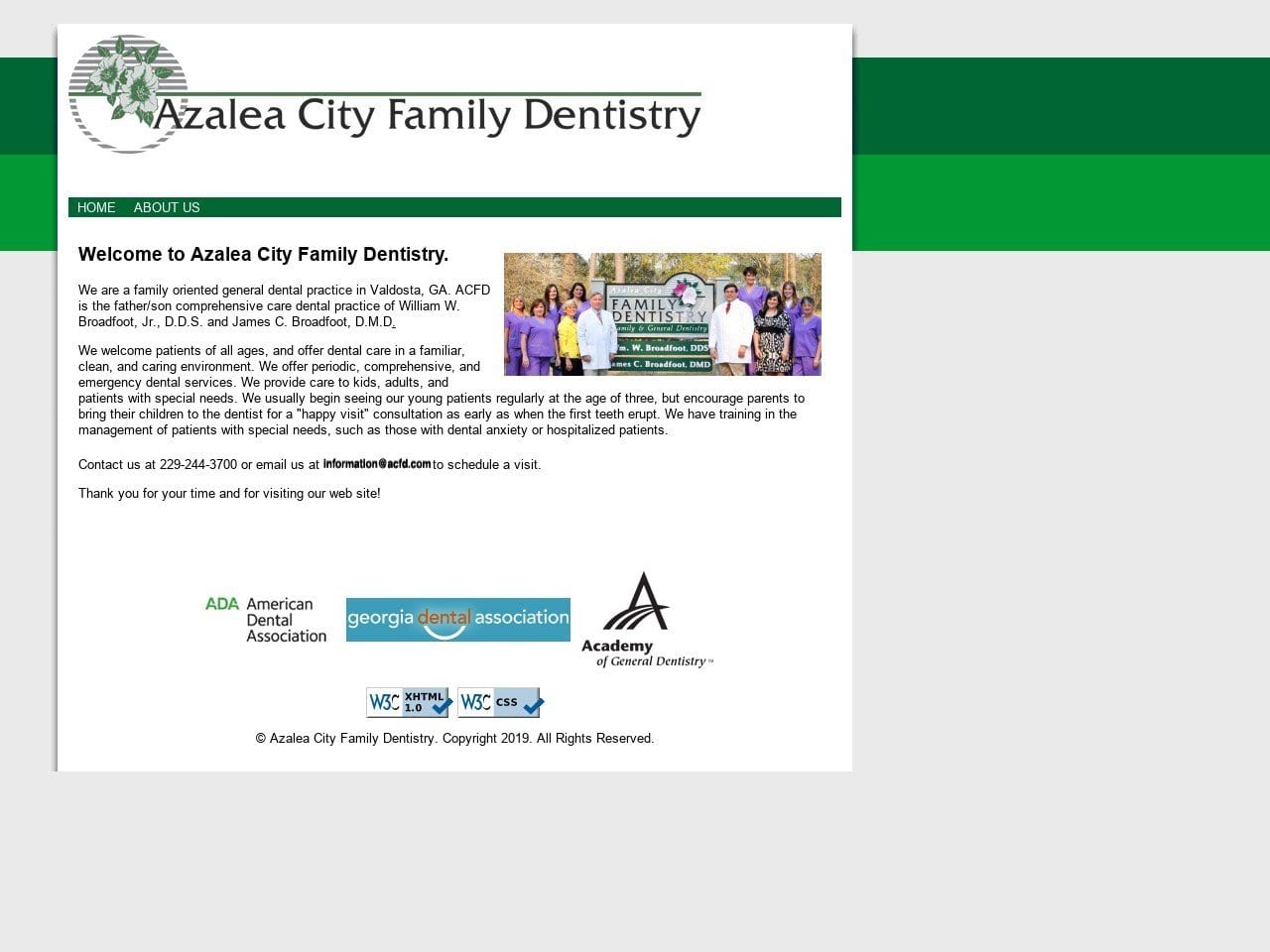 Azalea City Family Dentistry Website Screenshot from acfd.com